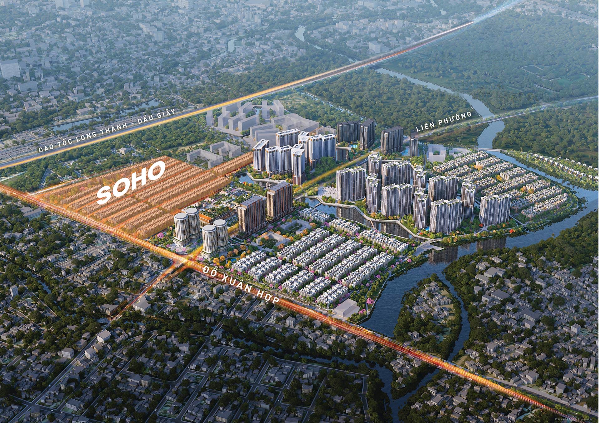 Vị tr&iacute; khu nh&agrave; phố thương mại SOHO trong dự &aacute;n The Global City.